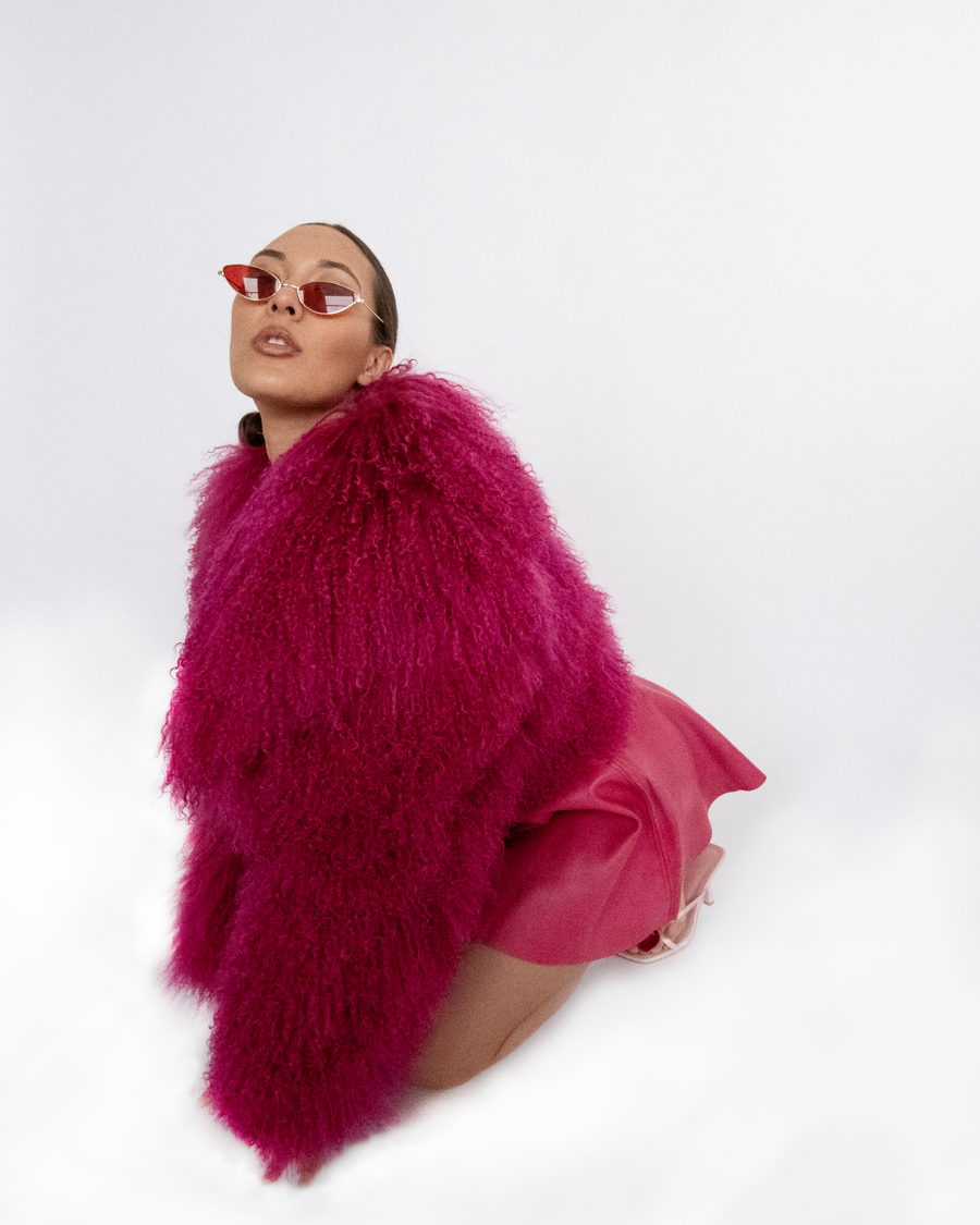 Pink Mongolian Fur Jacket